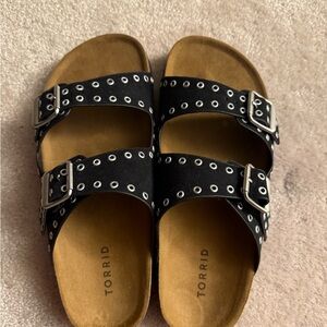 Torrid Black Slide Sandals with Silver Accents